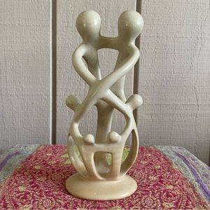 Kenyan Hand Carved Soapstone Family of 6 Sculpture